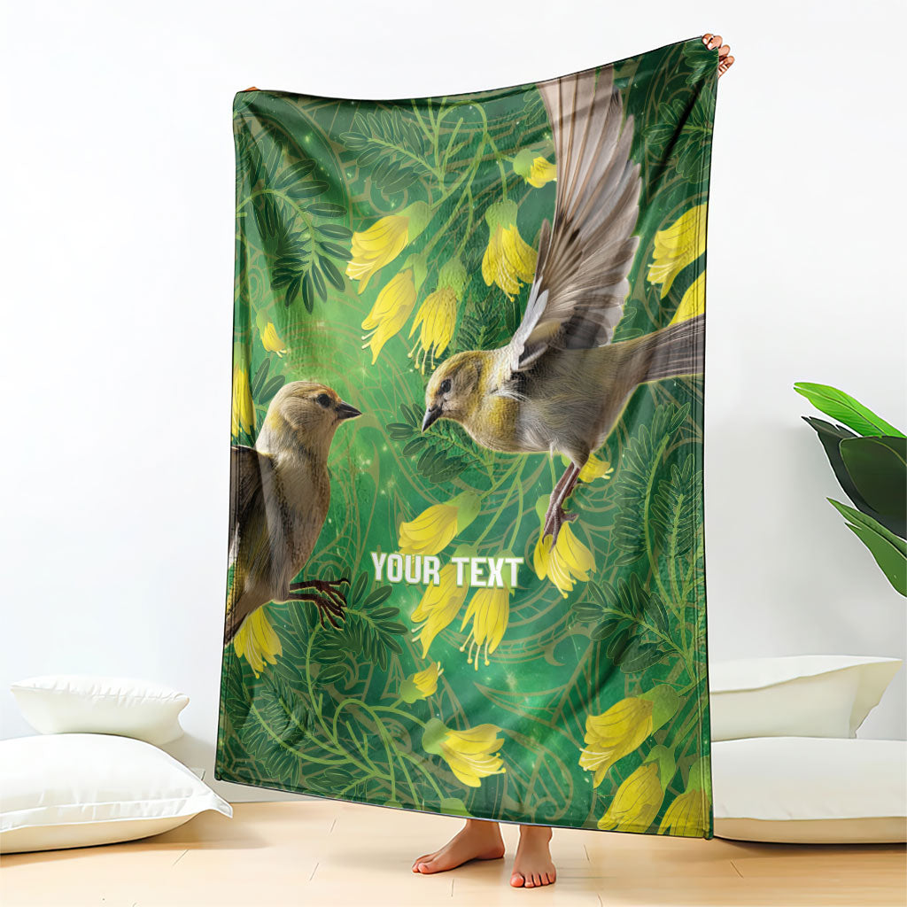 Bellbird New Zealand Personalised Blanket Kowhai Flower Maori Pattern LT22 - Polynesian Pride
