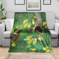 Bellbird New Zealand Personalised Blanket Kowhai Flower Maori Pattern LT22 - Polynesian Pride