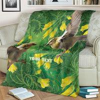 Bellbird New Zealand Personalised Blanket Kowhai Flower Maori Pattern LT22 - Polynesian Pride