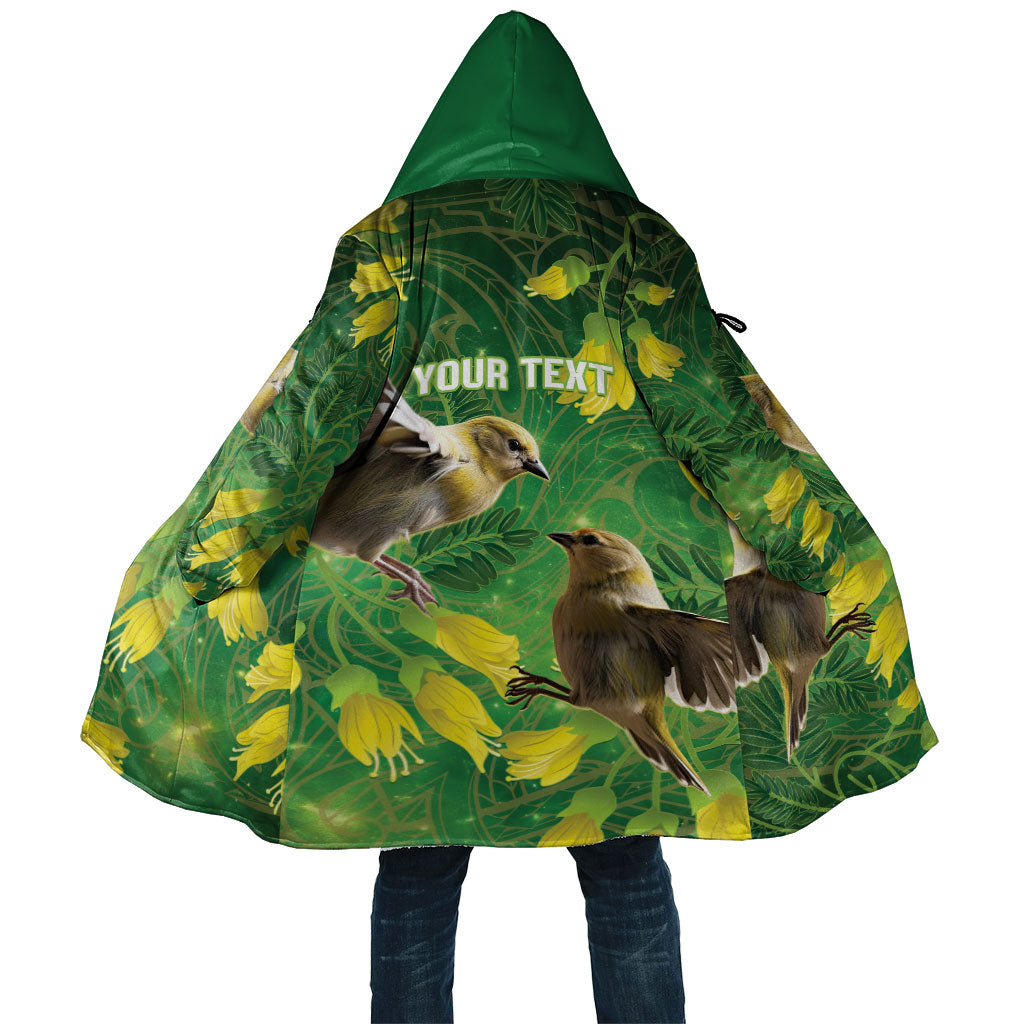 Bellbird New Zealand Personalised Cloak Kowhai Flower Maori Pattern LT22 Unisex Green - Polynesian Pride