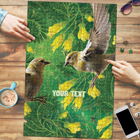 Bellbird New Zealand Personalised Puzzle Kowhai Flower Maori Pattern LT22 Green - Polynesian Pride