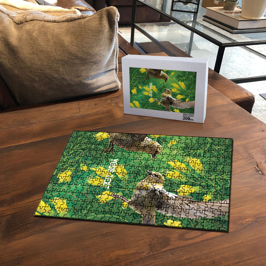 Bellbird New Zealand Personalised Puzzle Kowhai Flower Maori Pattern LT22 - Polynesian Pride