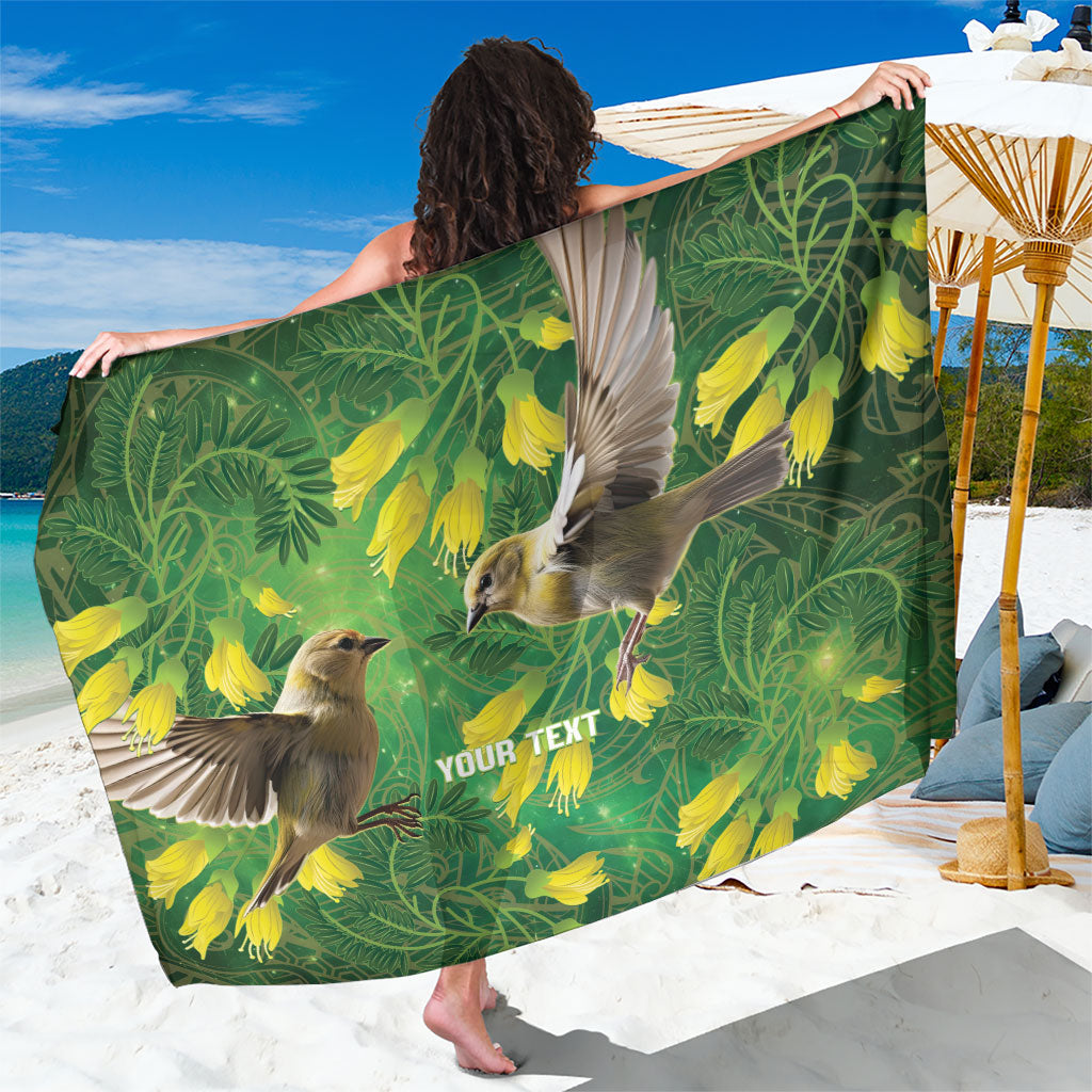 Bellbird New Zealand Personalised Sarong Kowhai Flower Maori Pattern LT22 One Size 44 x 66 inches Green - Polynesian Pride