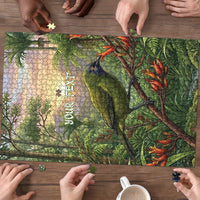 Bellbird New Zealand Personalised Puzzle Korimako Harakeke Flower Native Forest LT22 - Polynesian Pride