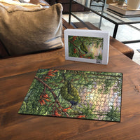 Bellbird New Zealand Personalised Puzzle Korimako Harakeke Flower Native Forest LT22 - Polynesian Pride