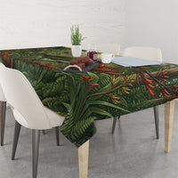 Bellbird New Zealand Personalised Tablecloth Korimako Harakeke Flower Native Forest LT22 - Polynesian Pride
