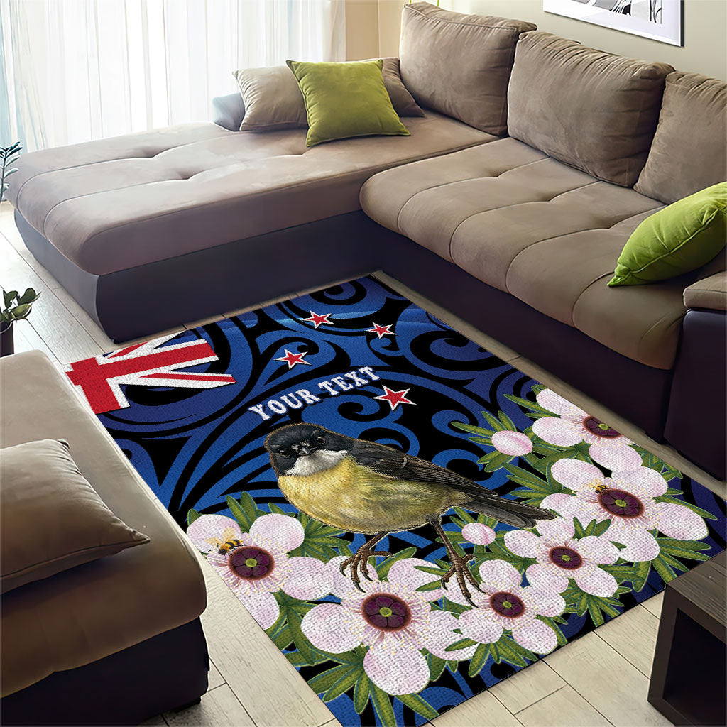 Tomtit New Zealand Personalised Area Rug Miromiro Manuka Flower Maori Pattern LT22 - Polynesian Pride