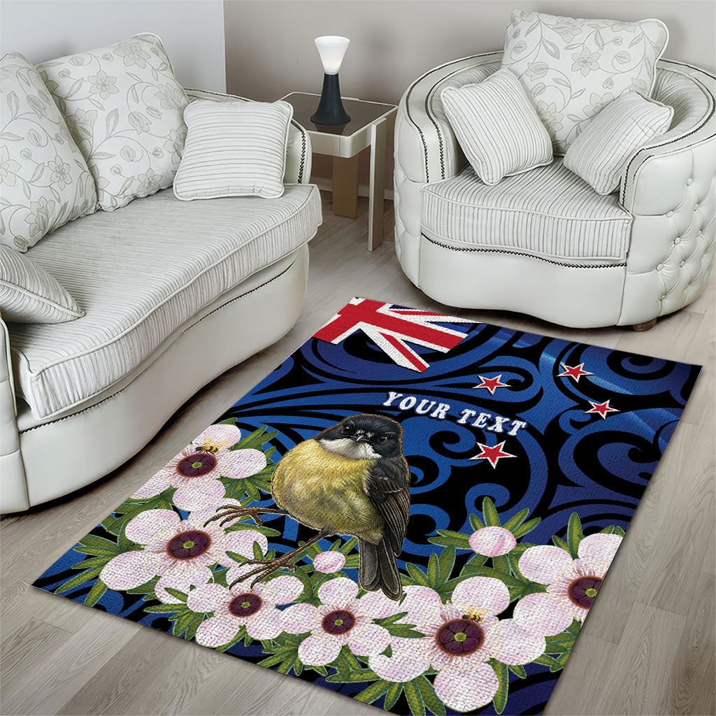 Tomtit New Zealand Personalised Area Rug Miromiro Manuka Flower Maori Pattern LT22 - Polynesian Pride