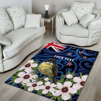 Tomtit New Zealand Personalised Area Rug Miromiro Manuka Flower Maori Pattern LT22 - Polynesian Pride