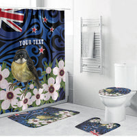Tomtit New Zealand Personalised Bathroom Set Miromiro Manuka Flower Maori Pattern LT22 Bathroom Set (4 pcs) Blue - Polynesian Pride