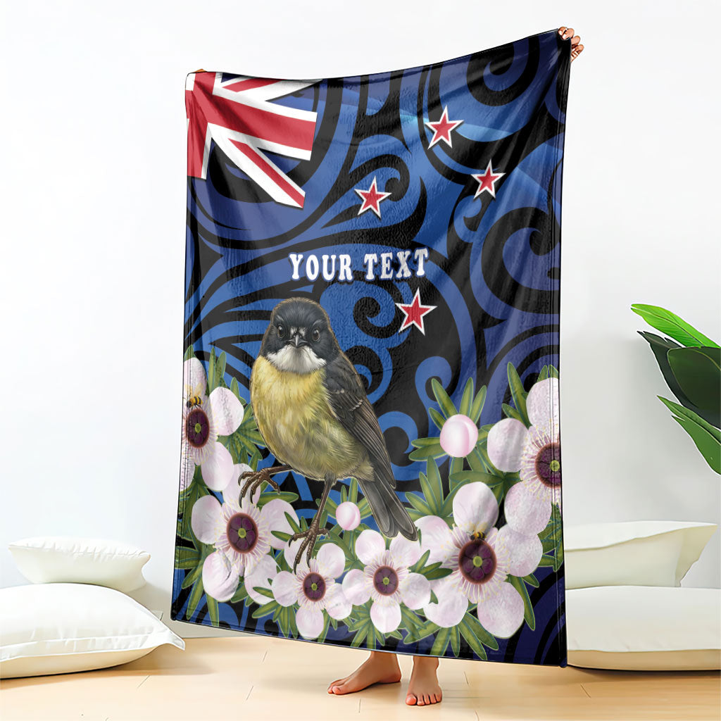Tomtit New Zealand Personalised Blanket Miromiro Manuka Flower Maori Pattern LT22 - Polynesian Pride