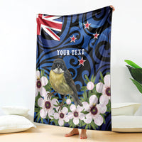 Tomtit New Zealand Personalised Blanket Miromiro Manuka Flower Maori Pattern LT22 - Polynesian Pride