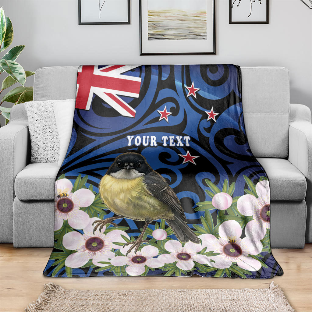 Tomtit New Zealand Personalised Blanket Miromiro Manuka Flower Maori Pattern LT22 - Polynesian Pride