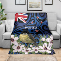 Tomtit New Zealand Personalised Blanket Miromiro Manuka Flower Maori Pattern LT22 - Polynesian Pride