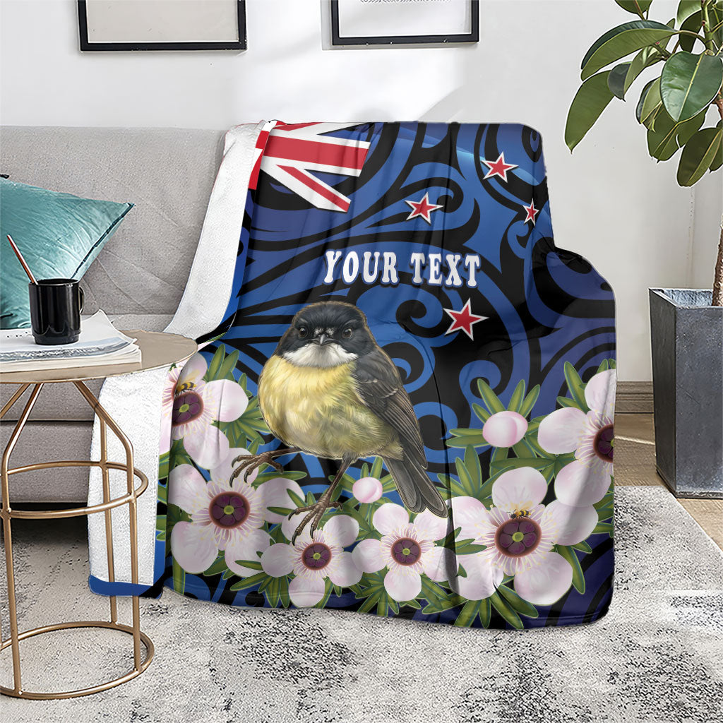 Tomtit New Zealand Personalised Blanket Miromiro Manuka Flower Maori Pattern LT22 - Polynesian Pride