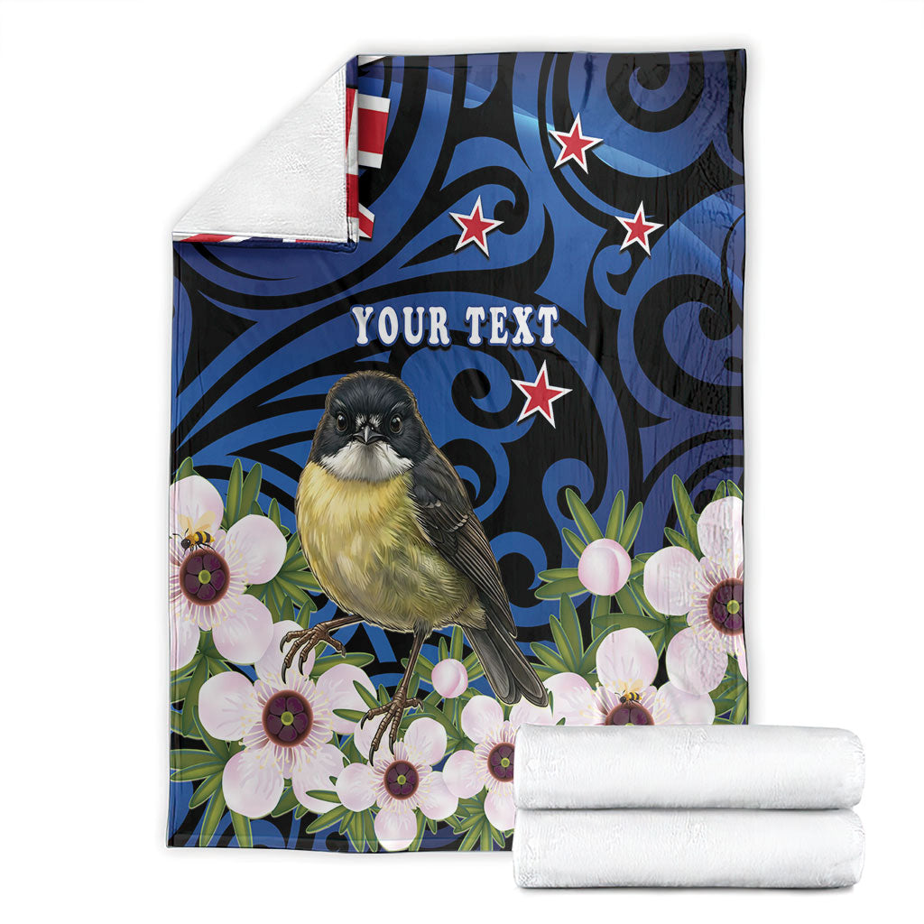 Tomtit New Zealand Personalised Blanket Miromiro Manuka Flower Maori Pattern LT22 - Polynesian Pride