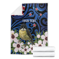 Tomtit New Zealand Personalised Blanket Miromiro Manuka Flower Maori Pattern LT22 - Polynesian Pride