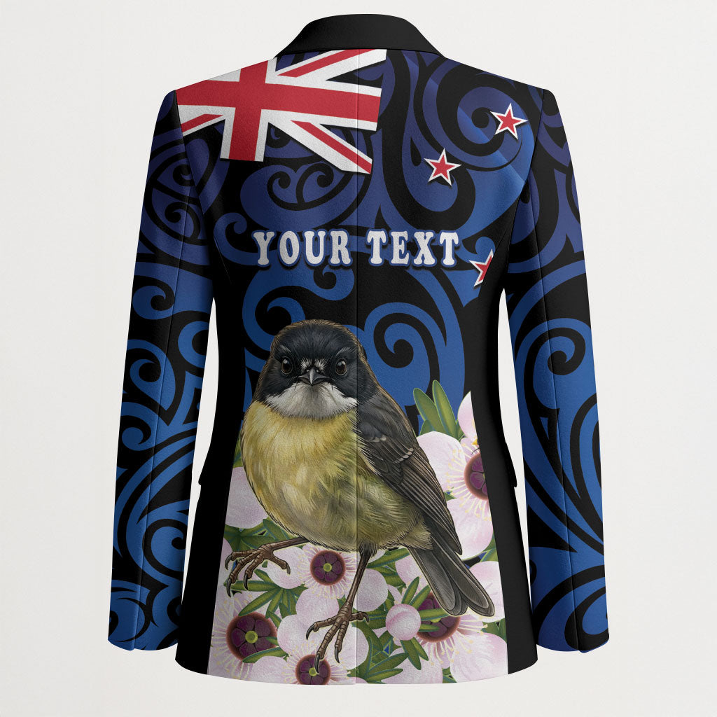 Tomtit New Zealand Personalised Blazer Miromiro Manuka Flower Maori Pattern LT22 - Polynesian Pride
