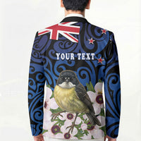Tomtit New Zealand Personalised Blazer Miromiro Manuka Flower Maori Pattern LT22 - Polynesian Pride