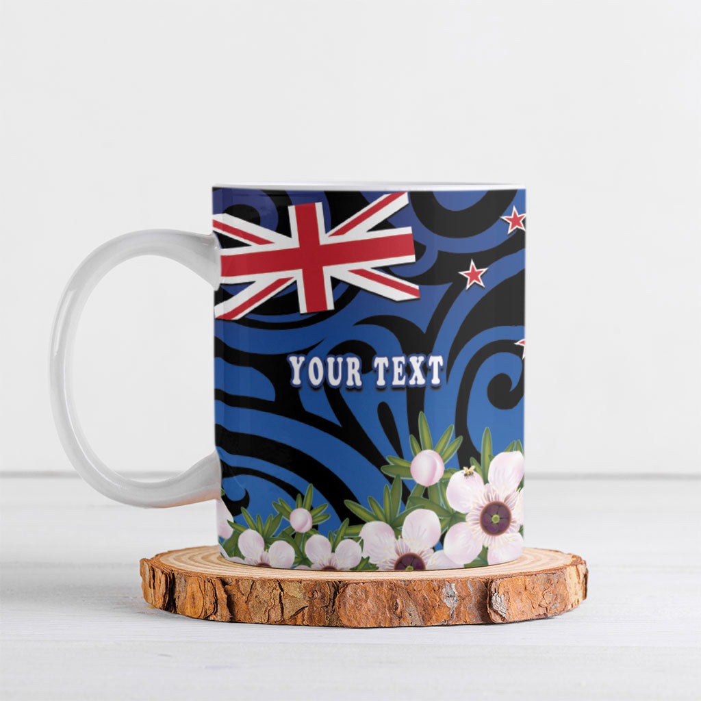 Tomtit New Zealand Personalised Ceramic Mug Miromiro Manuka Flower Maori Pattern LT22 Blue - Polynesian Pride