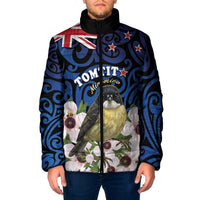 Tomtit New Zealand Personalised Padded Jacket Miromiro Manuka Flower Maori Pattern LT22 Men Blue - Polynesian Pride