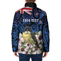 Tomtit New Zealand Personalised Padded Jacket Miromiro Manuka Flower Maori Pattern LT22 - Polynesian Pride