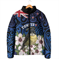Tomtit New Zealand Personalised Padded Jacket Miromiro Manuka Flower Maori Pattern LT22 - Polynesian Pride