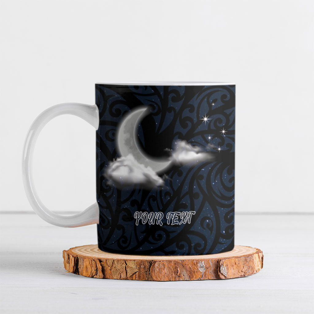 New Zealand Kakapo Matariki Personalised Ceramic Mug Pohutukawa Flower Galaxy Maori Pattern LT22 Black - Polynesian Pride