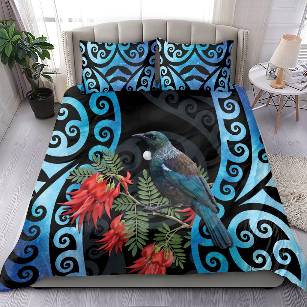 Tui Bird Kakabeak New Zealand Bedding Set Clianthus Galaxy Maori Koru Pattern LT22 - Polynesian Pride