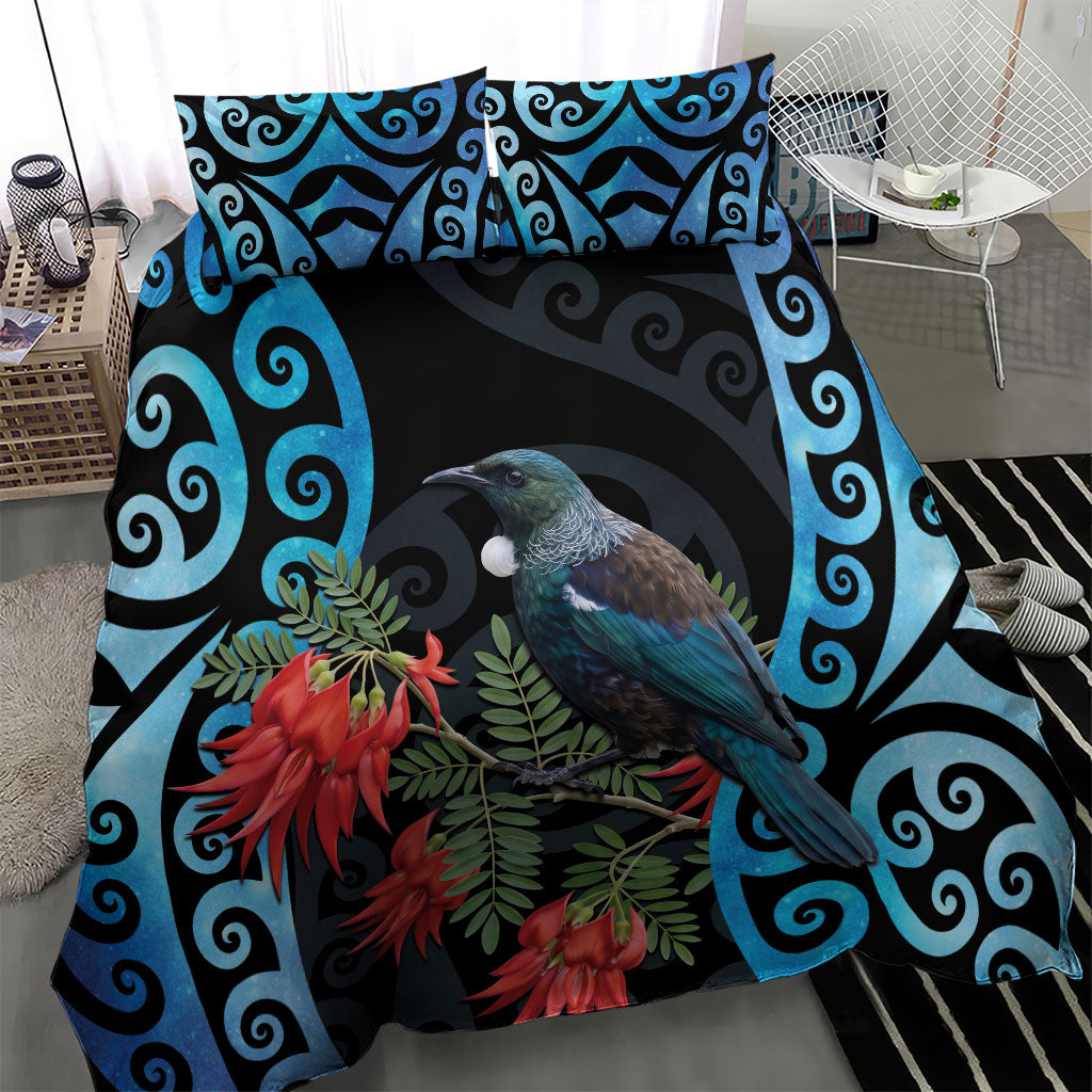 Tui Bird Kakabeak New Zealand Bedding Set Clianthus Galaxy Maori Koru Pattern LT22 - Polynesian Pride