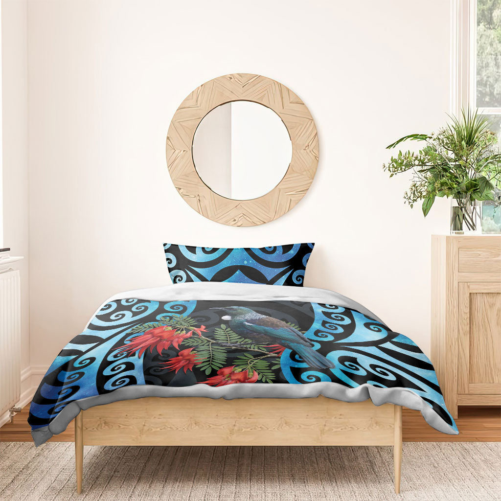 Tui Bird Kakabeak New Zealand Bedding Set Clianthus Galaxy Maori Koru Pattern LT22 - Polynesian Pride