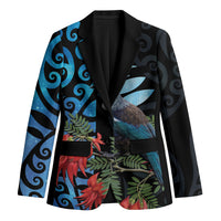Tui Bird Kakabeak New Zealand Blazer Clianthus Galaxy Maori Koru Pattern LT22 Unisex Blue - Polynesian Pride