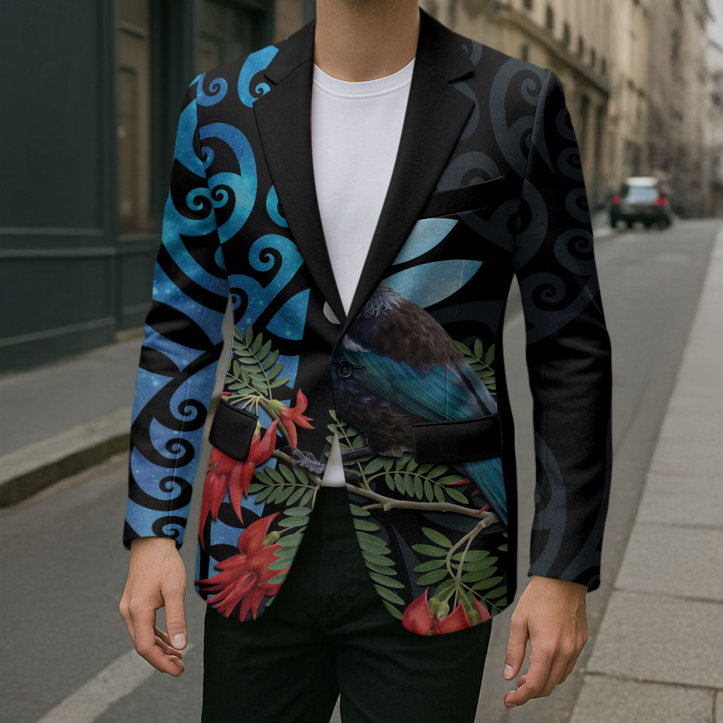 Tui Bird Kakabeak New Zealand Blazer Clianthus Galaxy Maori Koru Pattern LT22 - Polynesian Pride