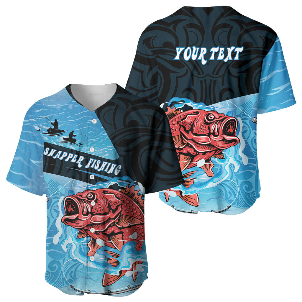 Personalised Snapper Fishing New Zealand Baseball Jersey Tamure Fish Hook Maori Pattern LT22 - Polynesian Pride