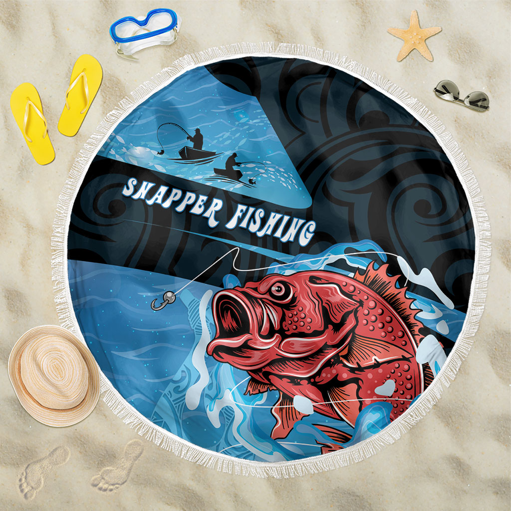 Snapper Fishing New Zealand Beach Blanket Tamure Fish Hook Maori Pattern LT22 One Size 150cm Blue - Polynesian Pride