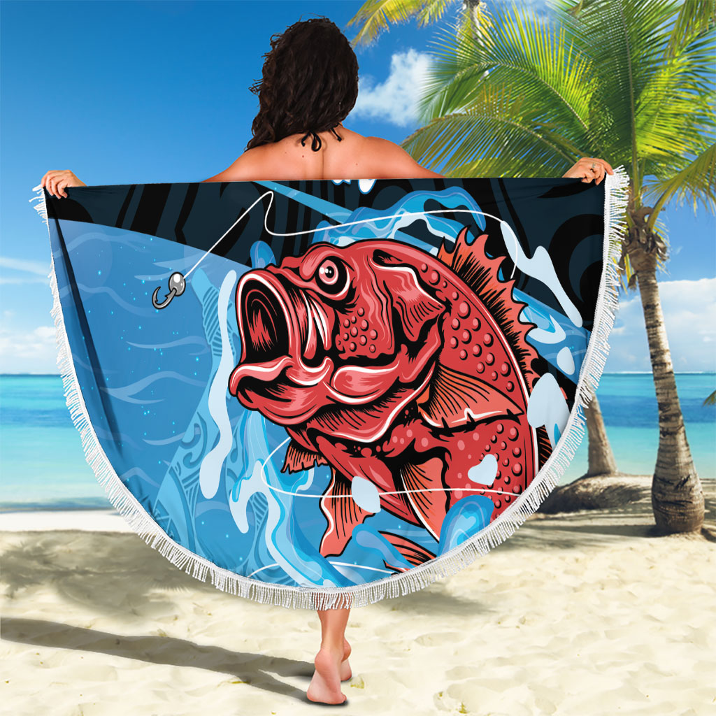 Snapper Fishing New Zealand Beach Blanket Tamure Fish Hook Maori Pattern LT22 - Polynesian Pride