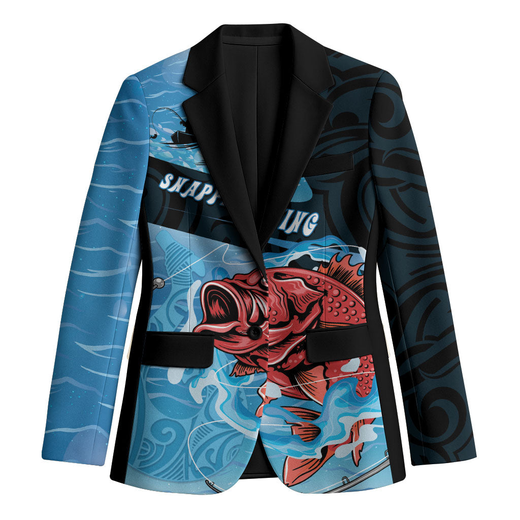 Personalised Snapper Fishing New Zealand Blazer Tamure Fish Hook Maori Pattern LT22 Unisex Blue - Polynesian Pride