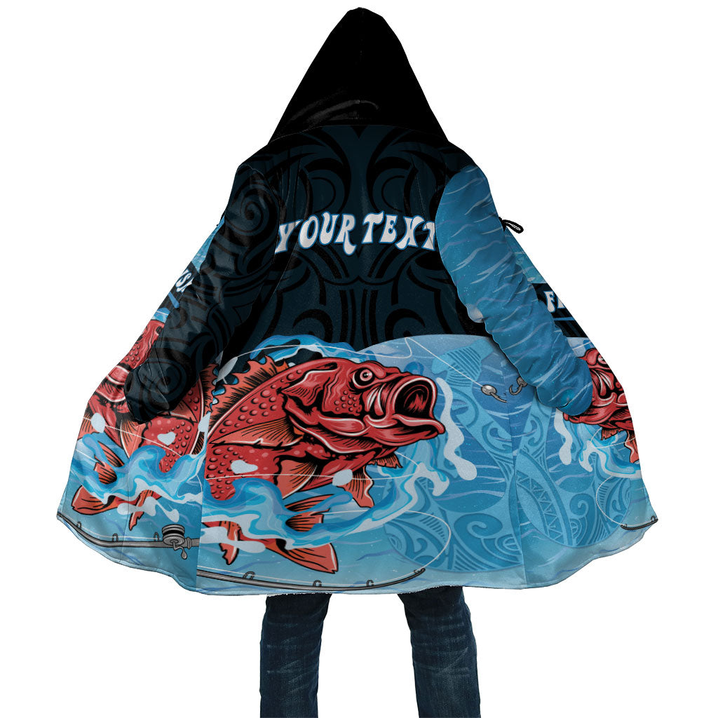 Personalised Snapper Fishing New Zealand Cloak Tamure Fish Hook Maori Pattern LT22 Unisex Blue - Polynesian Pride