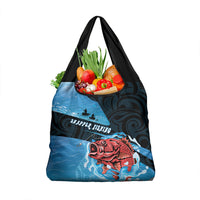Snapper Fishing New Zealand Grocery Bag Tamure Fish Hook Maori Pattern LT22 1-pack One Size Blue - Polynesian Pride