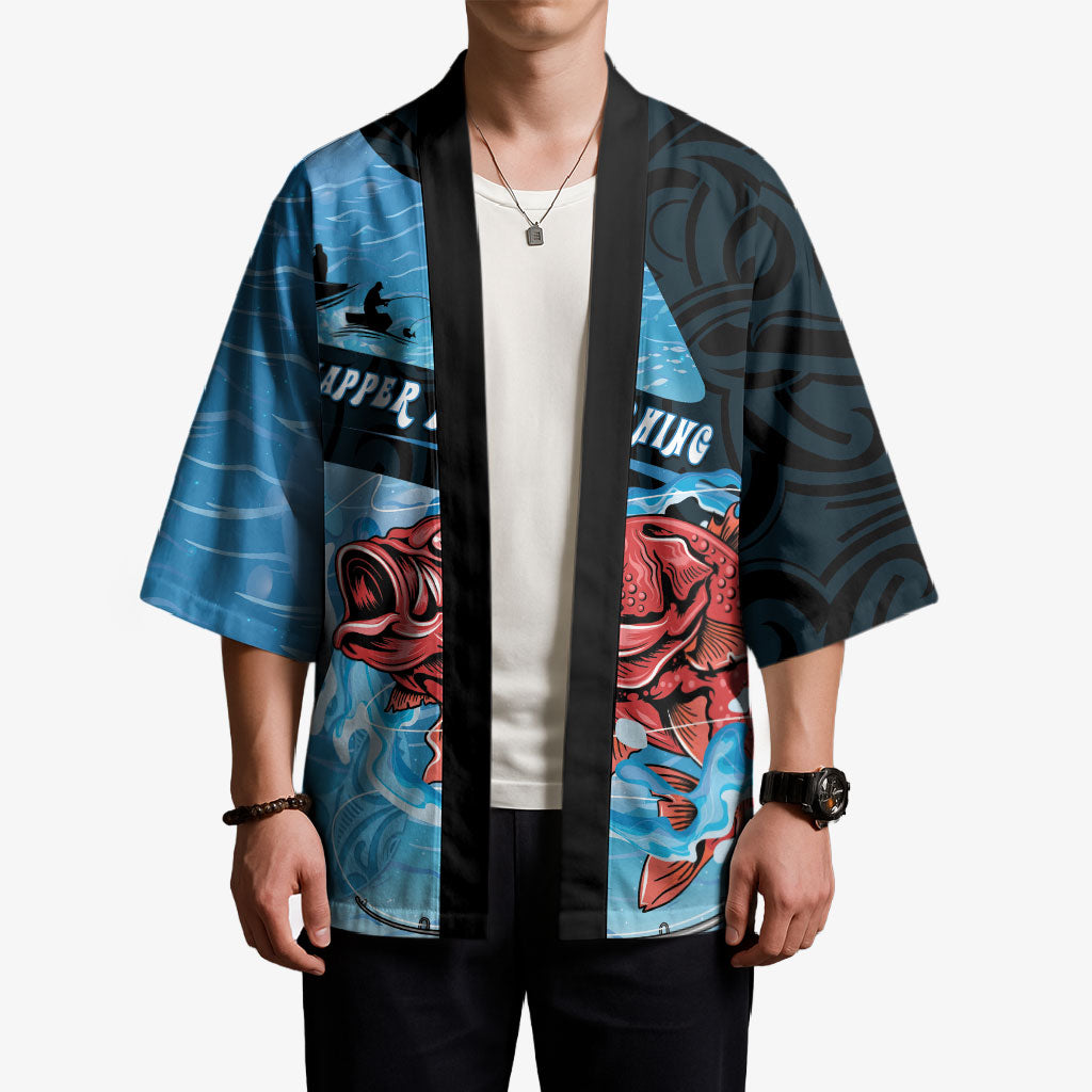 Personalised Snapper Fishing New Zealand Kimono Tamure Fish Hook Maori Pattern LT22 - Polynesian Pride