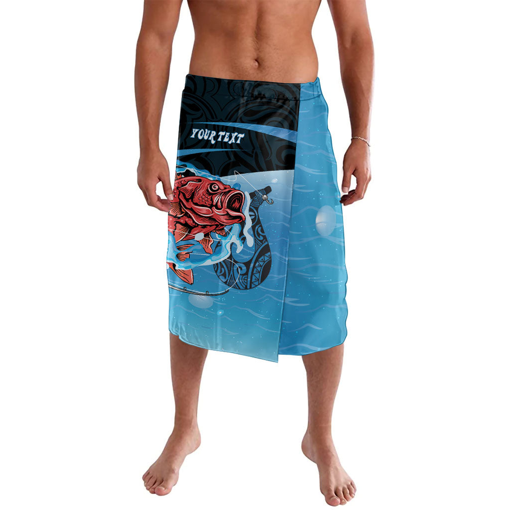Personalised Snapper Fishing New Zealand Lavalava Tamure Fish Hook Maori Pattern LT22 Blue - Polynesian Pride