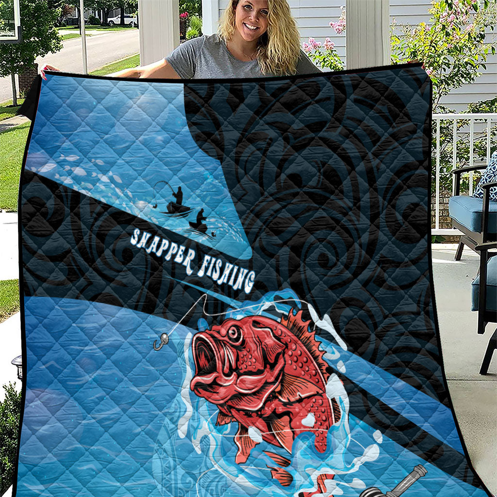 Snapper Fishing New Zealand Quilt Tamure Fish Hook Maori Pattern LT22 Blue - Polynesian Pride
