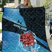 Snapper Fishing New Zealand Quilt Tamure Fish Hook Maori Pattern LT22 Blue - Polynesian Pride