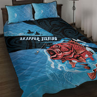 Snapper Fishing New Zealand Quilt Bed Set Tamure Fish Hook Maori Pattern LT22 Blue - Polynesian Pride