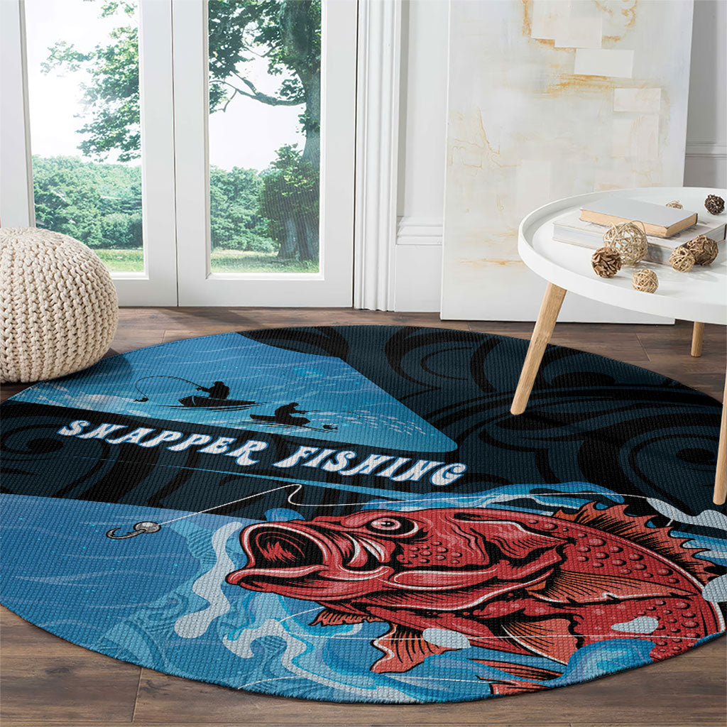 Snapper Fishing New Zealand Round Carpet Tamure Fish Hook Maori Pattern LT22 - Polynesian Pride