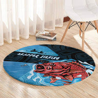 Snapper Fishing New Zealand Round Carpet Tamure Fish Hook Maori Pattern LT22 - Polynesian Pride