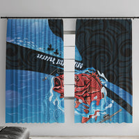 Snapper Fishing New Zealand Window Curtain Tamure Fish Hook Maori Pattern LT22 With Hooks Blue - Polynesian Pride