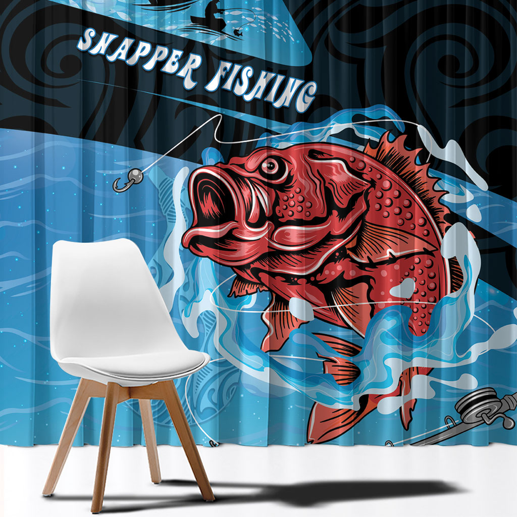Snapper Fishing New Zealand Window Curtain Tamure Fish Hook Maori Pattern LT22 - Polynesian Pride