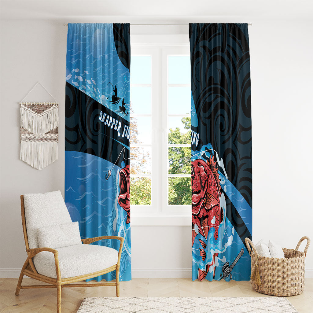 Snapper Fishing New Zealand Window Curtain Tamure Fish Hook Maori Pattern LT22 - Polynesian Pride