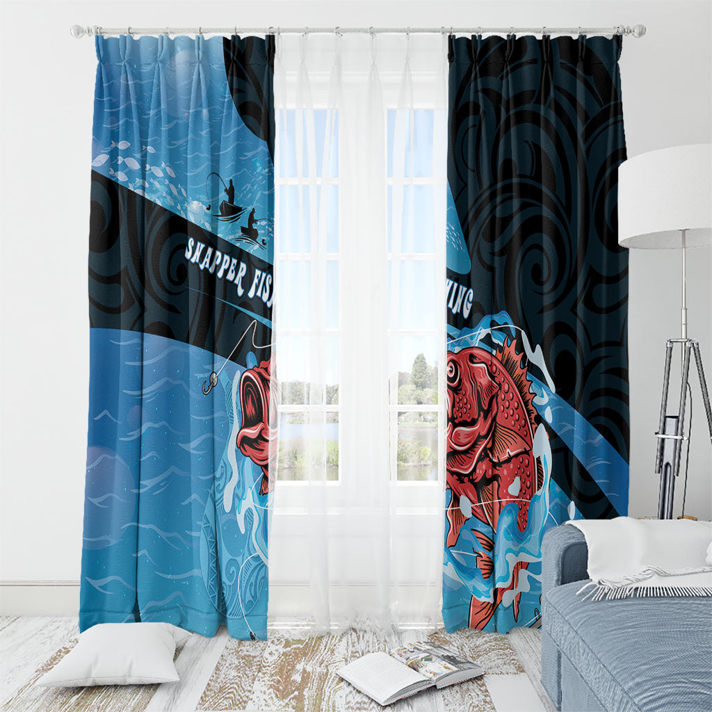 Snapper Fishing New Zealand Window Curtain Tamure Fish Hook Maori Pattern LT22 - Polynesian Pride
